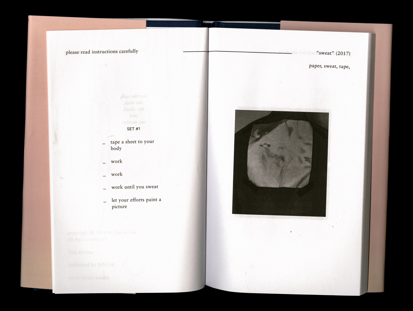 interior of the book "Seeds of a Grapefruit" with an image of a piece of paper taped to a person